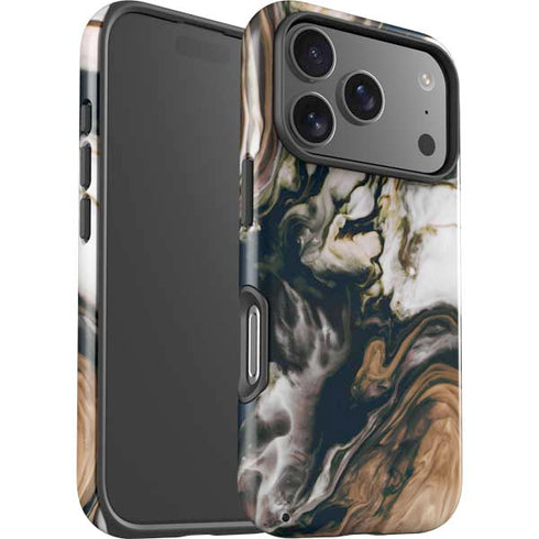 Copper and Black Marble Ink iPhone 17 Pro Max Impact Case