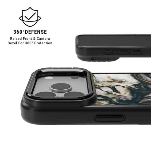 Copper and Black Marble Ink iPhone 17 Pro Max Kickstand Case