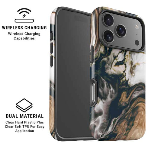 Copper and Black Marble Ink iPhone 17 Pro Max Magsafe Impact Case