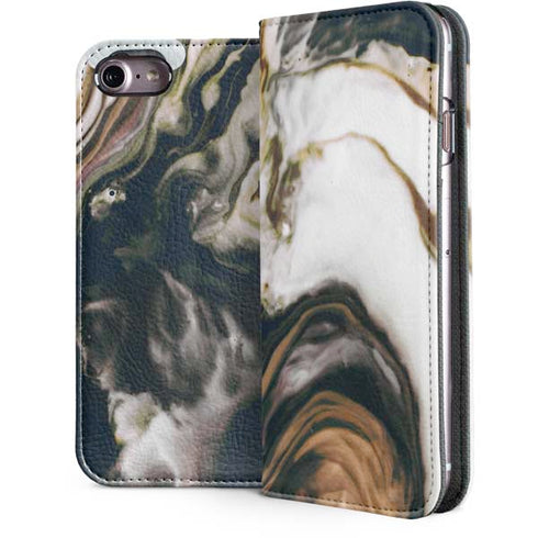 Copper and Black Marble Ink iPhone 7 Folio Case