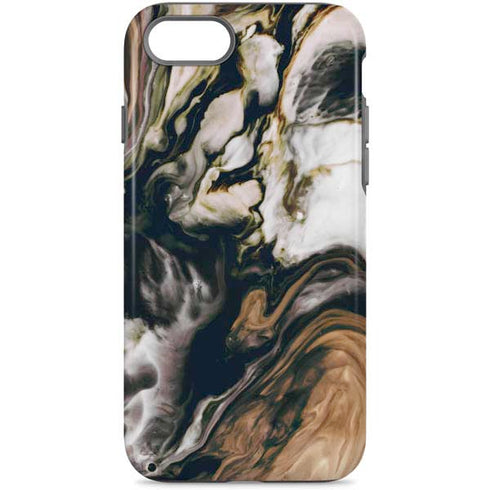 Copper and Black Marble Ink iPhone Cases