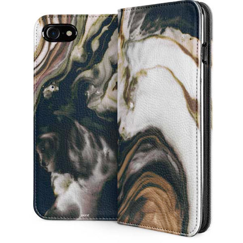 Copper and Black Marble Ink iPhone SE (2nd & 3rd Gen) Folio Case