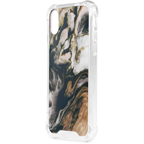 Copper and Black Marble Ink iPhone XS Clear Case