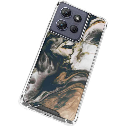 Copper and Black Marble Ink Moto G 5G (2025) Clear Case