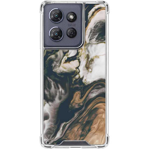Copper and Black Marble Ink Moto G Play 5G (2025) Clear Case