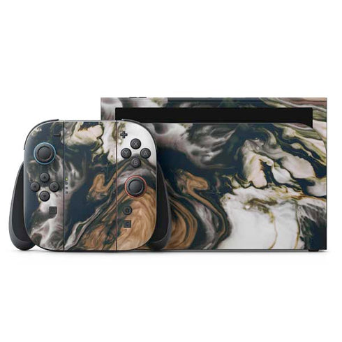 Copper and Black Marble Ink Nintendo Skins