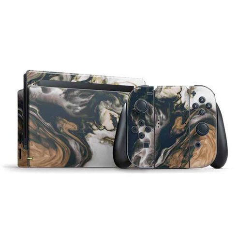Copper and Black Marble Ink Nintendo Skins