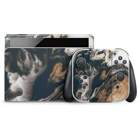 Copper and Black Marble Ink Nintendo Skins