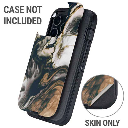 Copper and Black Marble Ink Otterbox Defender iPhone Skin