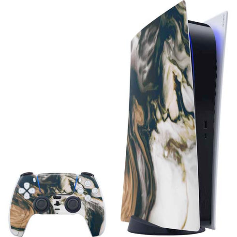 Copper and Black Marble Ink PlayStation PS5 Skins