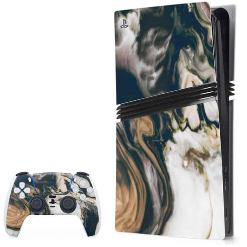 Copper and Black Marble Ink PlayStation PS5 Skins