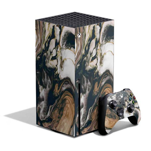 Copper and Black Marble Ink Xbox Series X Bundle Skin