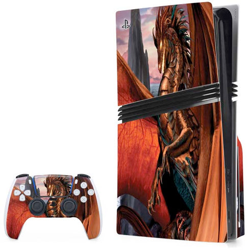 Coppervein Dragon by Ruth Thompson PS5 Pro Disk Bundle Skin