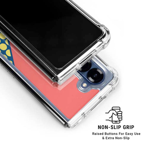 Coral Diagonal Split Galaxy Z Fold6 Clear Case
