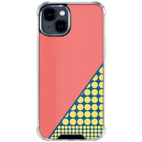 Coral Diagonal Split iPhone 15 Clear Case