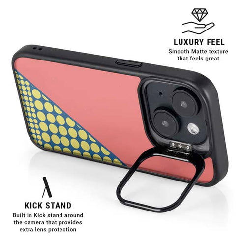 Coral Diagonal Split iPhone 15 Plus Kickstand Case