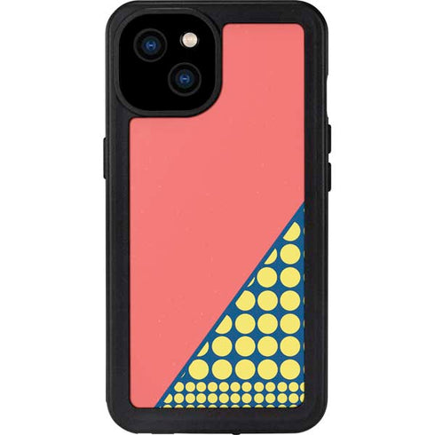 Coral Diagonal Split iPhone 15 Plus Waterproof Case