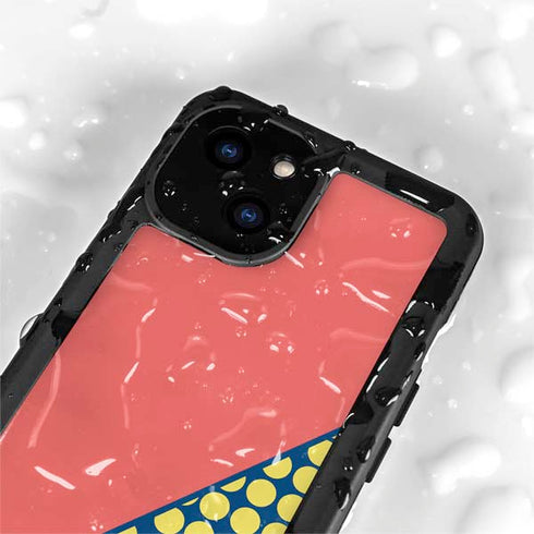 Coral Diagonal Split iPhone 15 Plus Waterproof Case