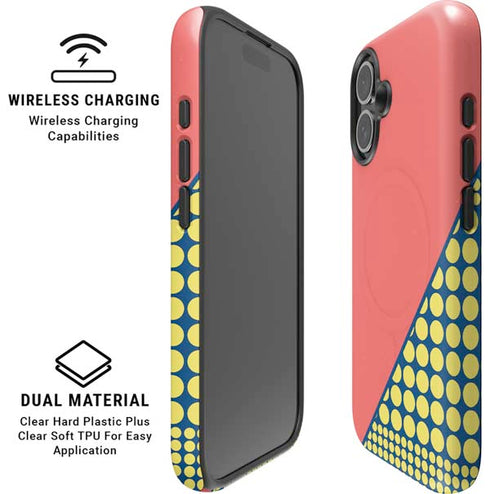 Coral Diagonal Split iPhone 16 Plus Magsafe Impact Case