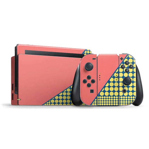 Coral Diagonal Split Nintendo Skins