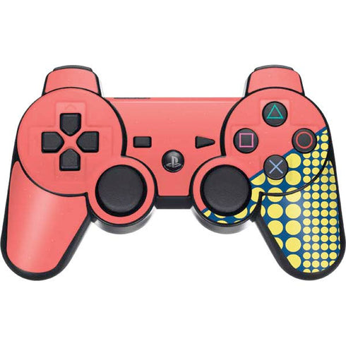 Coral Diagonal Split PS3 Dual Shock wireless controller Skin