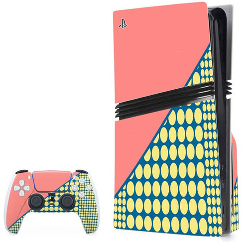 Coral Diagonal Split PS5 Pro Disk Bundle Skin