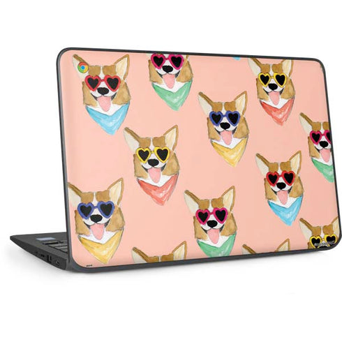 Bouffants and Broken Hearts Corgi Love HP Chromebook Skin