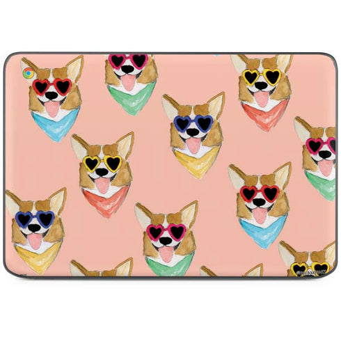Bouffants and Broken Hearts Corgi Love HP Chromebook Skin