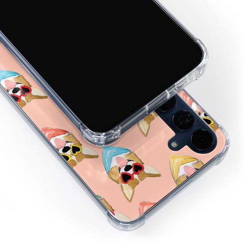 Bouffants and Broken Hearts Corgi Love Galaxy A55 5G Clear Case