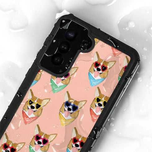 Bouffants and Broken Hearts Corgi Love Galaxy S24 Plus Waterproof Case
