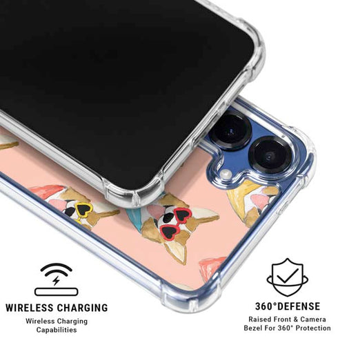 Bouffants and Broken Hearts Corgi Love Galaxy S25 Clear Case