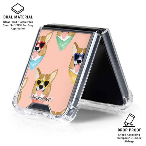 Bouffants and Broken Hearts Corgi Love Galaxy Z Flip7 Clear Case