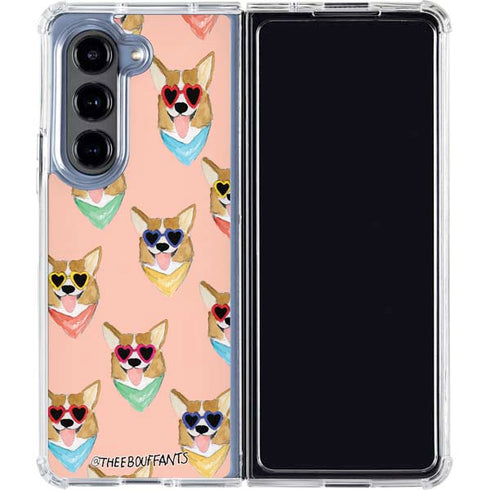 Bouffants and Broken Hearts Corgi Love Galaxy Z Fold5 5G Clear Case
