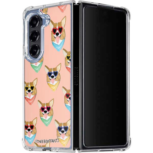 Bouffants and Broken Hearts Corgi Love Galaxy Z Fold5 5G Clear Case