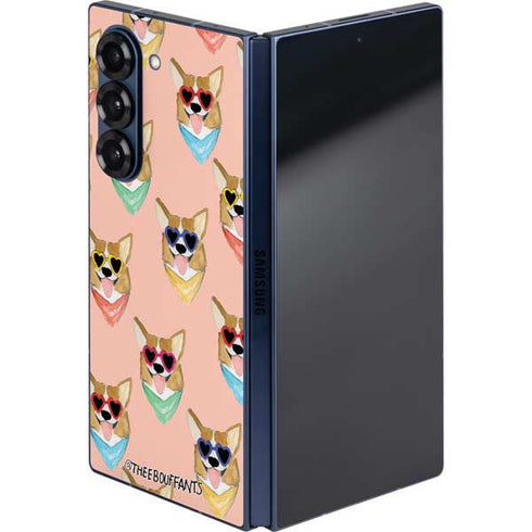 Bouffants and Broken Hearts Corgi Love Galaxy Z Fold6 Skin