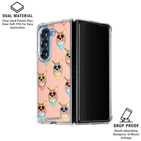 Bouffants and Broken Hearts Corgi Love Galaxy Z Fold7 Clear Case
