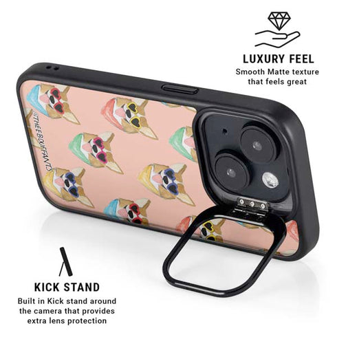 Bouffants and Broken Hearts Corgi Love iPhone 15 Kickstand Case