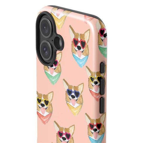 Bouffants and Broken Hearts Corgi Love iPhone 16 Plus Impact Case