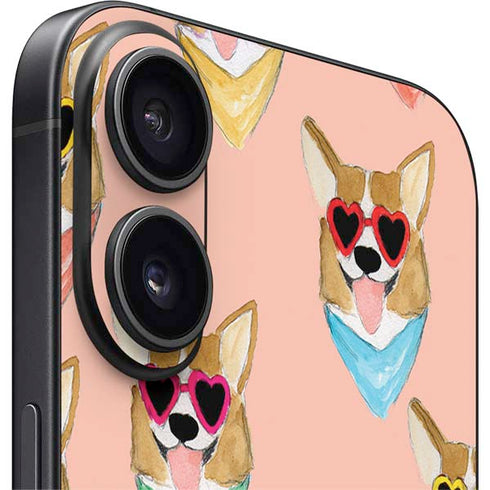 Bouffants and Broken Hearts Corgi Love iPhone 16 Plus Skin