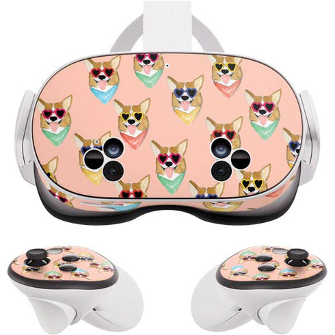 Bouffants and Broken Hearts Corgi Love Meta Quest 3S Skin