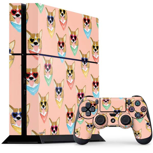 Bouffants and Broken Hearts Corgi Love PlayStation PS4 Skins