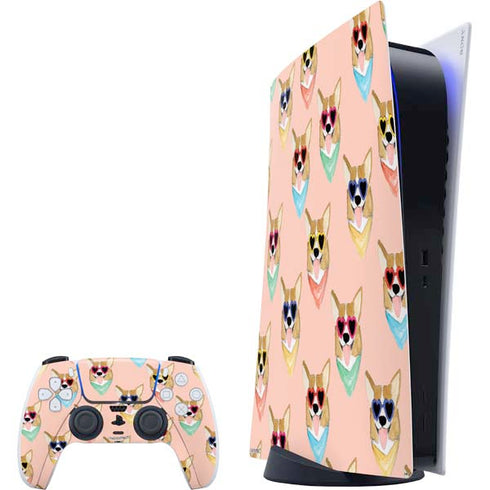 Bouffants and Broken Hearts Corgi Love PlayStation PS5 Skins