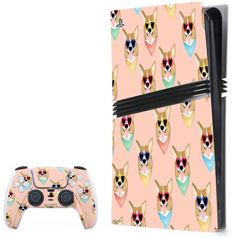 Bouffants and Broken Hearts Corgi Love PlayStation PS5 Skins