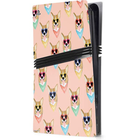 Bouffants and Broken Hearts Corgi Love PS5 Pro Console Skin