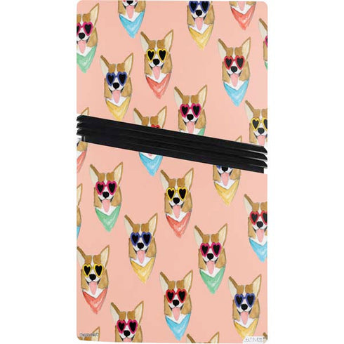 Bouffants and Broken Hearts Corgi Love PS5 Pro Console Skin