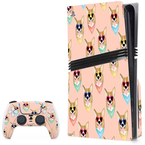 Bouffants and Broken Hearts Corgi Love PlayStation PS5 Skins