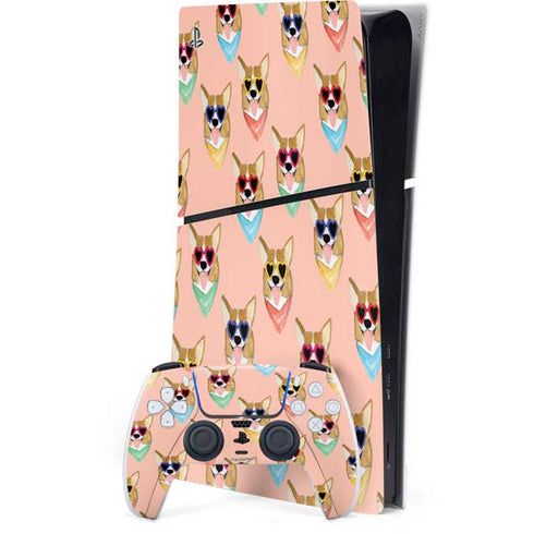 Bouffants and Broken Hearts Corgi Love PlayStation PS5 Skins