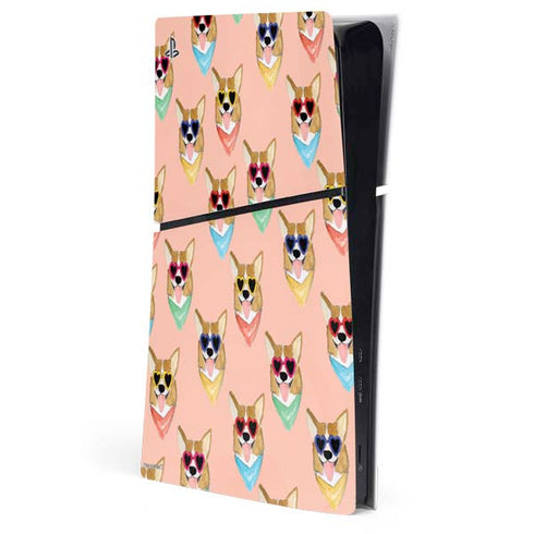 Bouffants and Broken Hearts Corgi Love PlayStation PS5 Skins
