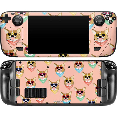 Bouffants and Broken Hearts Corgi Love Steam Deck Handheld Gaming Computer OLED Skin