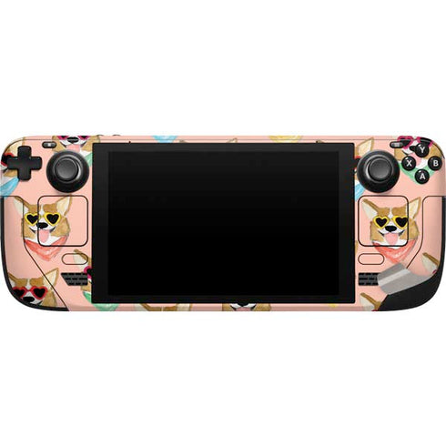 Bouffants and Broken Hearts Corgi Love Steam Deck Handheld Gaming Computer Skin